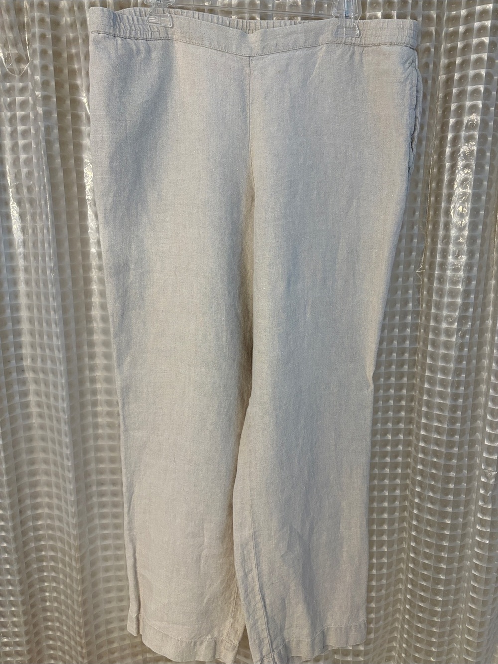 Women's Cream Linen Straight-Leg Pants